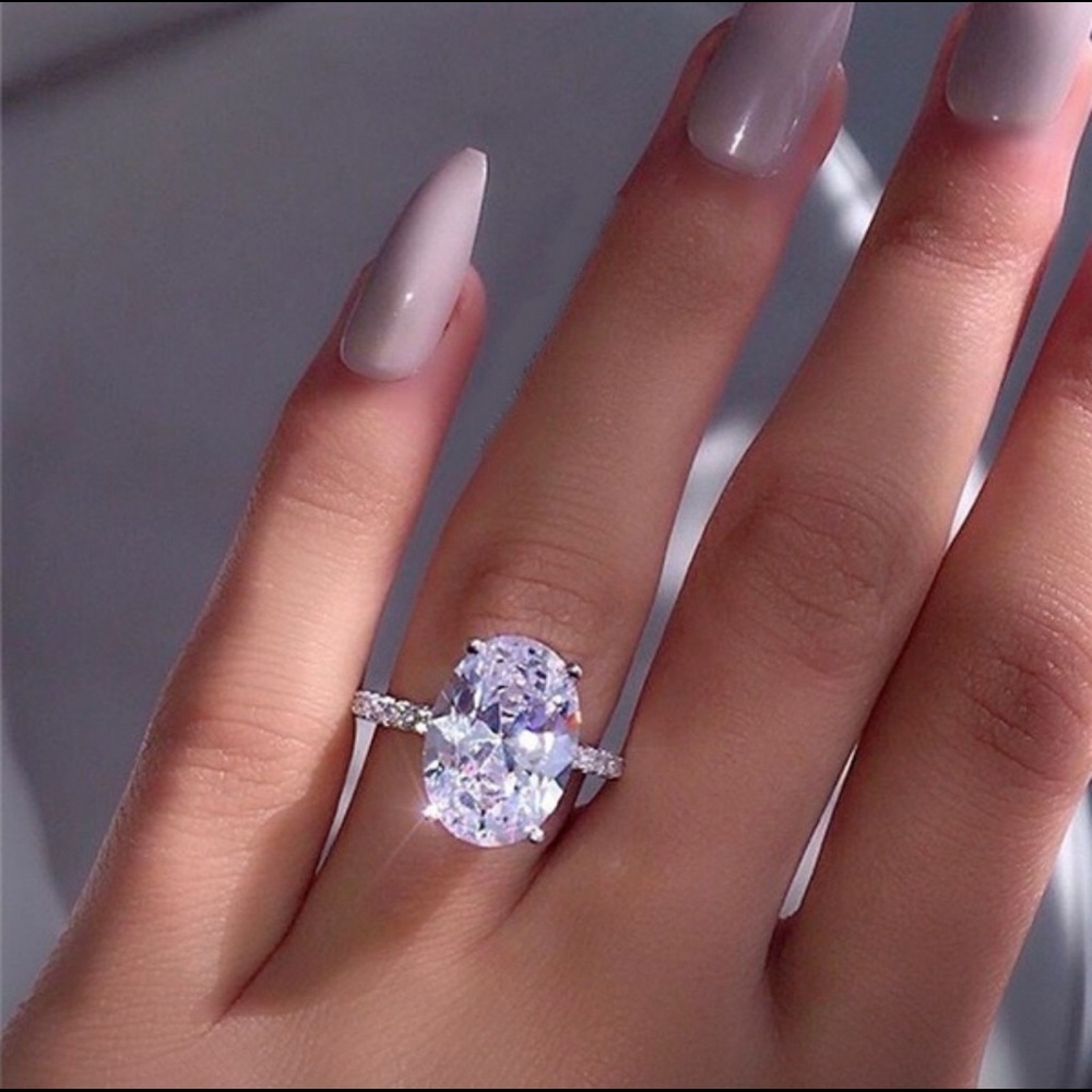 Large Oval White Sapphire Ring
